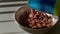 Slow motion of cocoa milk and chocolate cornflakes