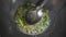 Slow motion Cooking food Stir-frying curry leaves in oil with green chilly and jeera , extreme close view.Sauteing in vessel with