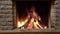 Slow motion fire in the fireplace in country house.