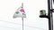 Slow Motion Korean flag waving in the wind of fishing boats in South Korea