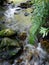 Slow motion natural cascade waterfall, tropical rainforest waterscape, long exposure shot, slope of rocks, beautiful nature for