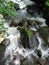 Slow motion natural cascade waterfall, tropical rainforest waterscape, long exposure shot, slope of rocks, beautiful nature for