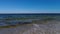 slow motion, panoramic sea, crystal clear, cloudless blue sky