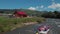 Slow motion people kayaking on mountain river.