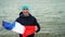 Slow motion portrait of excited Frenchman cheerful patriot holding French flag and moving hands celebrating freedom and