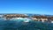 Slow motion seal island watching boat tour in False bay Cape Town South Africa wide angle len