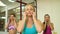 Slow-motion shooting as three women make themselves a face massage