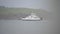 Slow motion shot of Caledonian MacBrayne ferry crossing choppy ocean