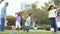 Slow Motion Shot Of Multi Generation Family Playing Soccer