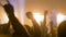 Slow motion: silhouettes of people partying at rock concert in front of stage