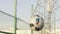 Slow Motion of soccer ball flying into Goal Net of gate. Close up Sport and football game concept. Camera Shot from