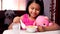 Slow motion video of an Indian girl child eating cornflakes and milk