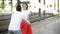 Slow Motion View Of Couple On Railway Station. Handsome Boyfriend Meets Her Girlfriend After a Long Trip.