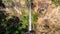 Slow motion waterfall at gorge canyons formation. Rural landscape.