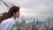 Slow motion Wind Blowing woman hair in Hong Kong Peak