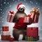 A slow-moving sloth dressed as Santa, delivering gifts with a relaxed smile2