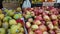 Slow pan view of a variety of fresh fruits and vegetables