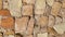 Slow panorama movement stone wall close-up. Slowly pan moving masonry closeup 4k