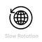 Slow rotation globe earth icon. Editable line vector.