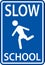 Slow School Sign On White Background