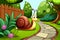 Slow and Steady: A Cartoon Snail in the Garden. AI Generated