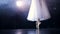 Slow steps on dancing pointe shoes under a spotlight.