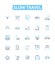 Slow travel vector line icons set. Slow, Travel, Sustainable, Ecotourism, Responsible, Community-based, Local