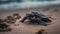 Slow turtle crawling on sand in nature generated by AI