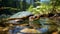 Slow turtle crawls in green pond, beauty in nature generated by AI