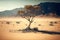 slowly fading sprawling lone tree struggling with desert conditions