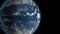 Slowly rotating Earth by in space night, seamless looped 4K 3d animation background. Contrast view.