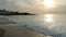 Slowmotion of beach at sunset at Biarritz, France.  