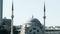 Slowmotion view of famous Istanbul mosque on Bosphorus from floating tourist boat
