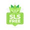 SLS Free Assurance Tag with a Fresh Green Leaf Icon for Gentle Product Lines