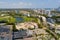 SLS Hallandale Resort construction site cranes and cement trucks