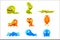Sluggish Blob Emoji Cartoon Primitive Fantastic Primitive Organism Characters Of Different Color Set