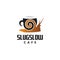 Slugslow cafe logo, with mug coffee and snail vector