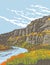 Sluice Boxes State Park with Little Belt Mountains in the Rockies Montana USA WPA Poster Art