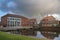 Sluice and pumping and Old School station in Neuharlingersiel