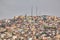 Slum neighborhood. Old settlement area built on slopes. izmir