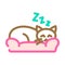 slumbering cat sleep night color icon vector illustration