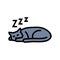 slumbering cat sleep night color icon vector illustration