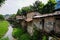 Slums beside the river with bushes photo taken in Semarang Indonesia