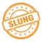 SLUNG text on orange grungy vintage round stamp