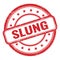 SLUNG text on red grungy vintage round stamp