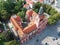 SLUPSK, POLAND - 16 AUGUST 2018 - Aerial view on Slupsk city center with historical Town Hall building.