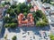 SLUPSK, POLAND - 16 AUGUST 2018 - Aerial view on Slupsk city center with historical Town Hall building.