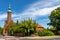 Slupsk, pomorskie / Poland - June, 3, 2020: Catholic church in the city center. Catholic temple in Central Europe