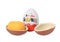Slynchev Bryag, Bulgaria - May 23, 2023: Kinder Surprise and plastic capsule with toy on white background