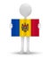 small 3d man holding a flag of Republic of Moldova